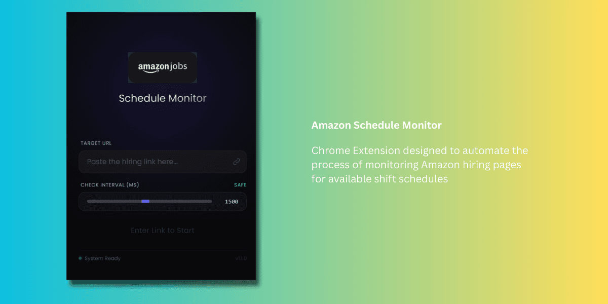 Amazon Schedule Monitor — 24/7 Shift Availability Auto-Monitor Chrome Extension