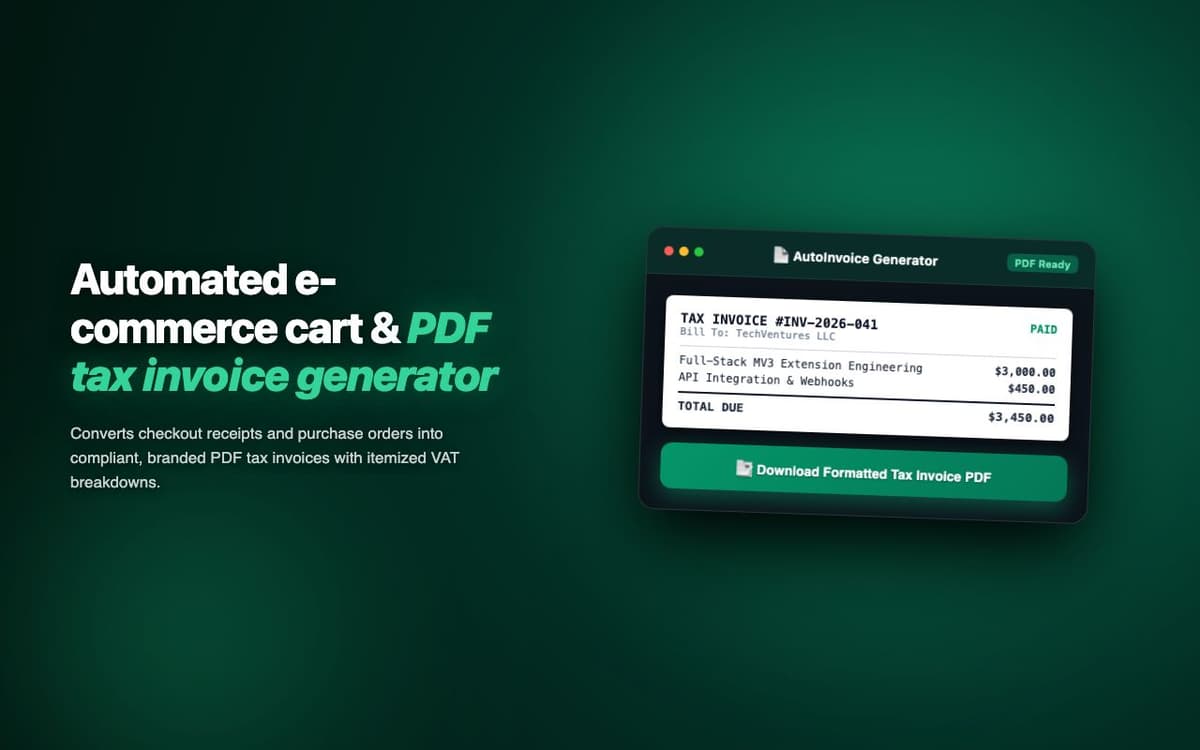AutoInvoice Generator — Automated PDF Invoice Generation Chrome Extension