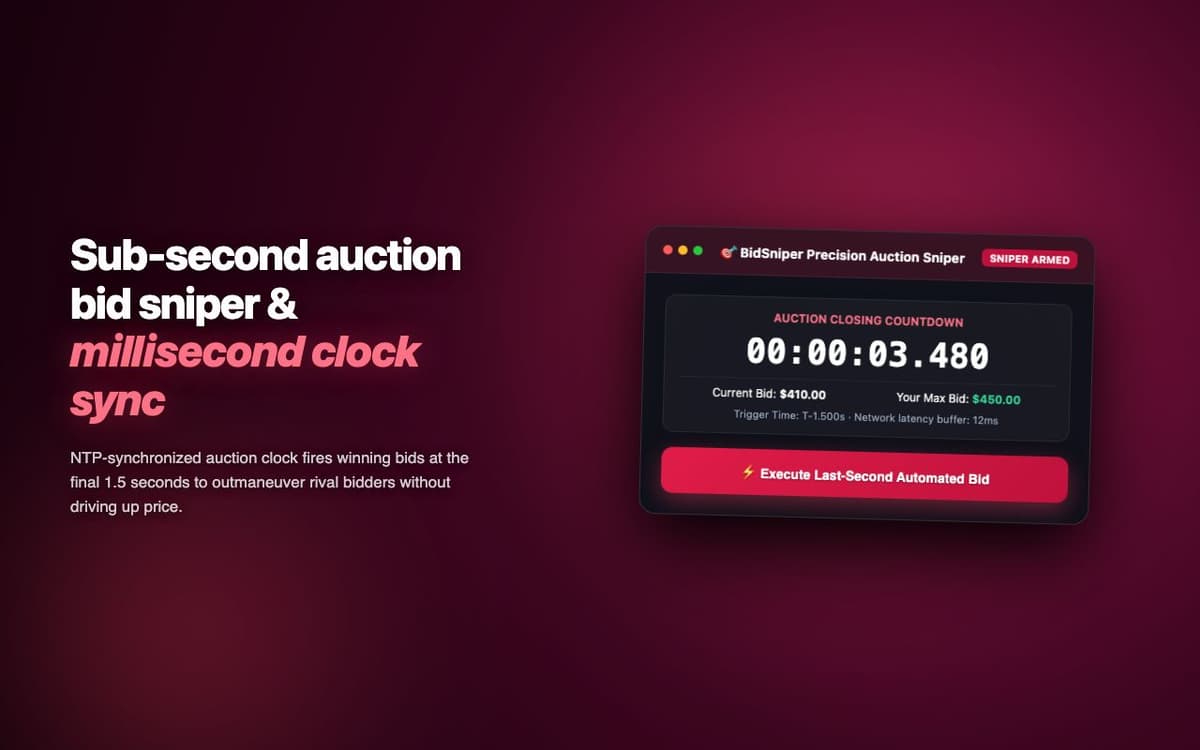 BidSniper Engine — Real-Time Auction Sniping Chrome Extension