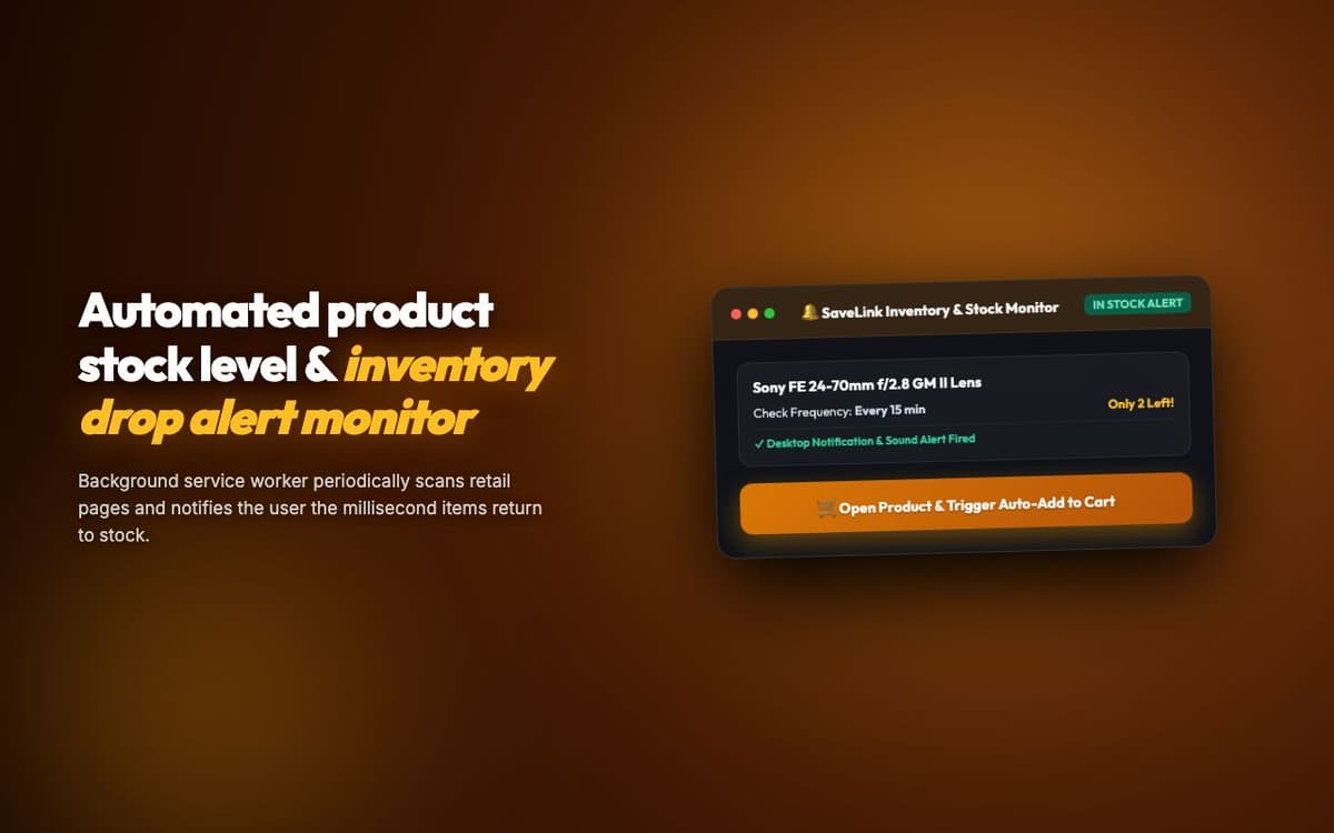 InventoryAlert Monitor — Real-Time Stock Level & Reorder Point Alert Extension