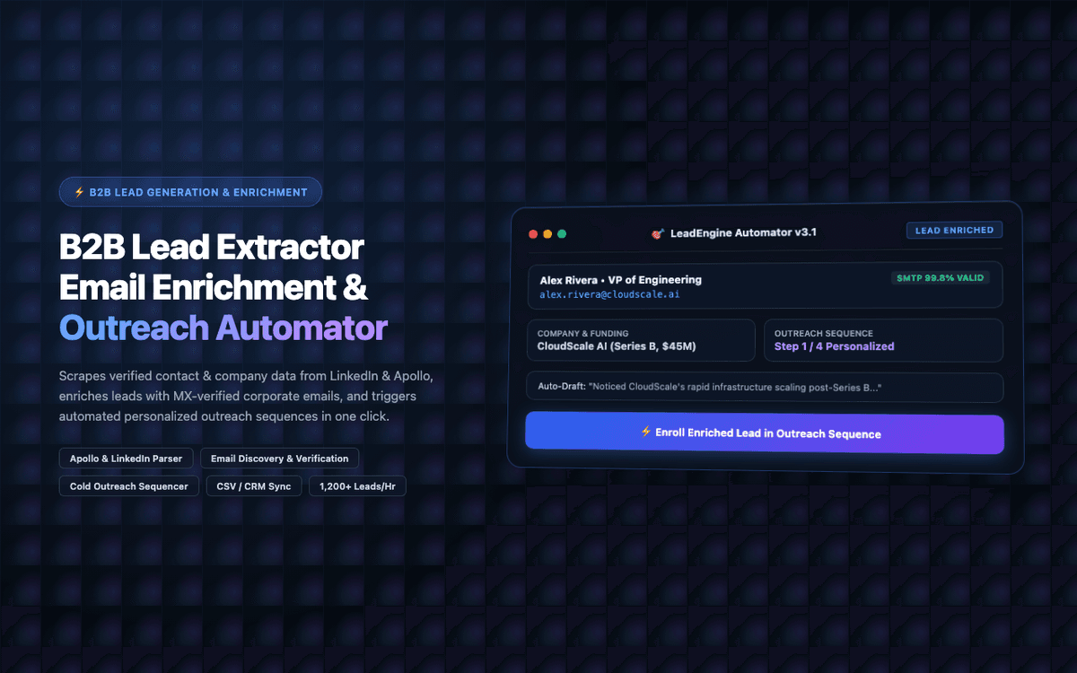 LeadEngine Automator — B2B Lead Generation & Email Outreach Automation Extension